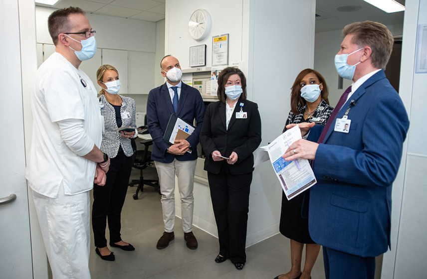 Cleveland Clinic caregivers talking in a hospital